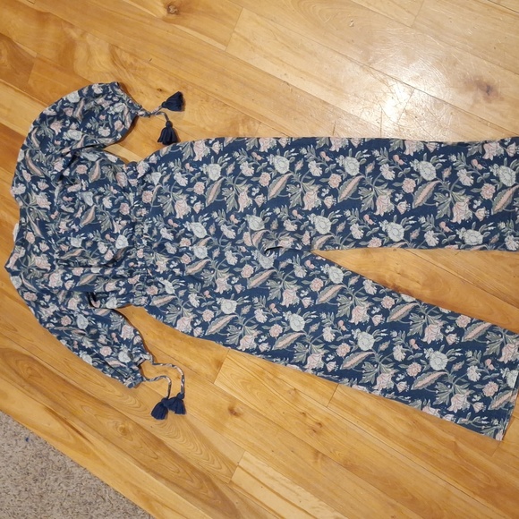 Anthropologie dRA Messi Jumpsuit Size Small Blue Floral Oversized - Picture 12 of 13